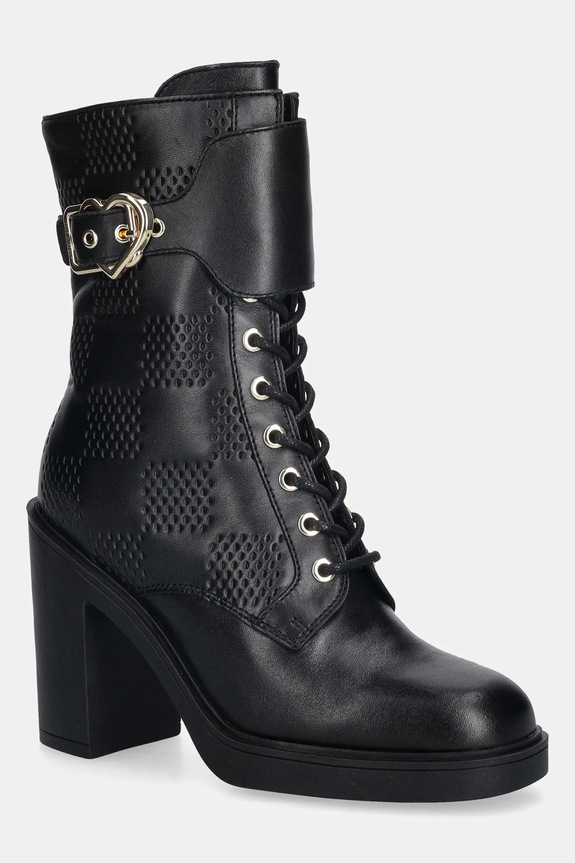 Kožne gležnjače Love Moschino zrnata koža crna JA2435AG0NIA0000