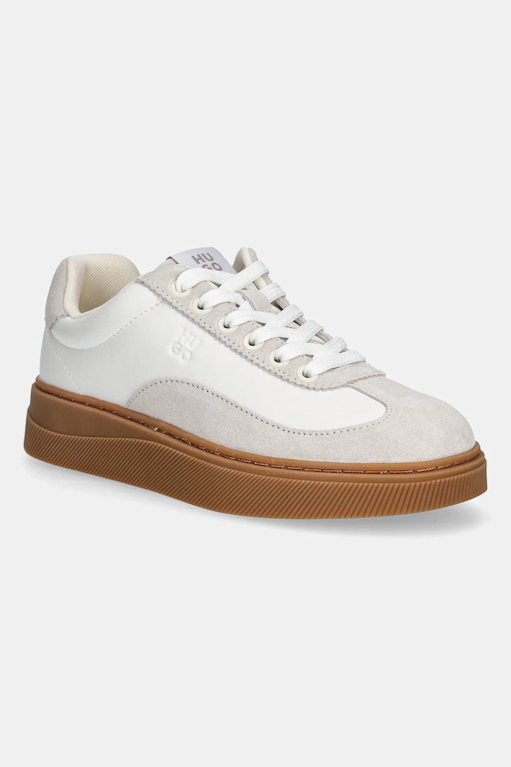 Sneakers HUGO Lyzz απομίμηση λείου δέρματος μπεζ 50552700.118