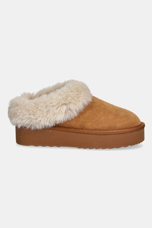 Steve Madden kapcie zamszowe Snow 11005021.BNU brązowy AW25