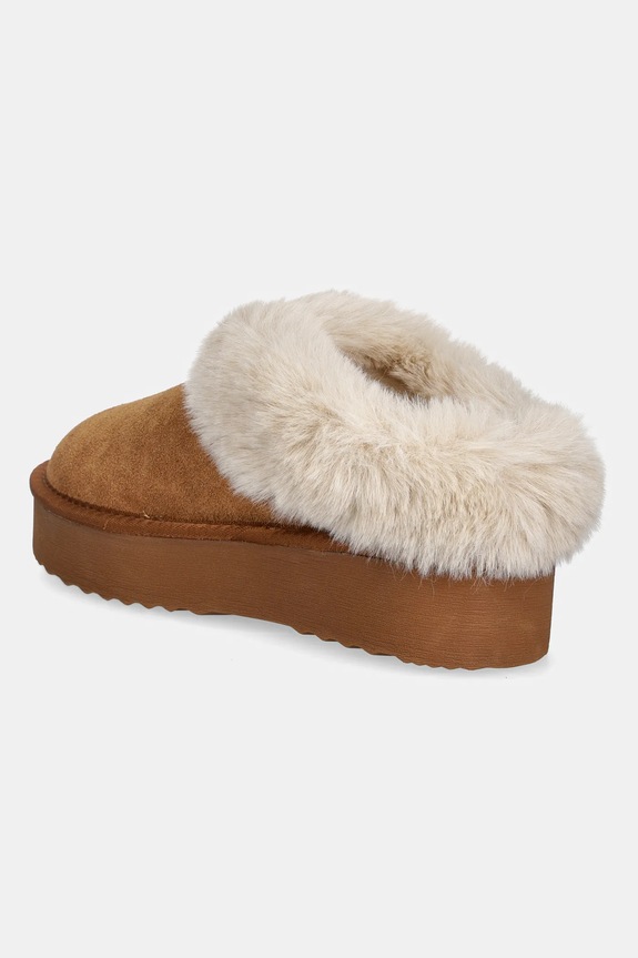 Obuwie Steve Madden kapcie zamszowe Snow 11005021.BNU brązowy