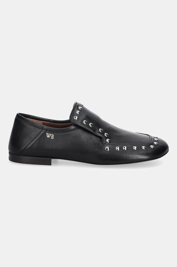 Wales Bonner mocasini de piele Studded Slipper WBW45000A.22000.999 negru AW25