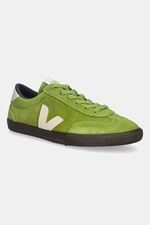 Veja sneakers din piele întoarsă Volley plată verde VO0320890A
