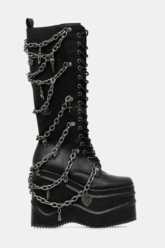 Vysoké čižmy Koi Footwear The Amygdala klinový čierna The.Amygdala