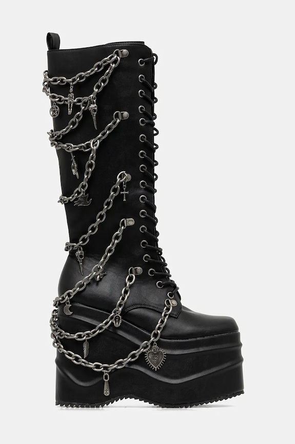 Vysoké čižmy Koi Footwear The Amygdala klinový čierna The.Amygdala