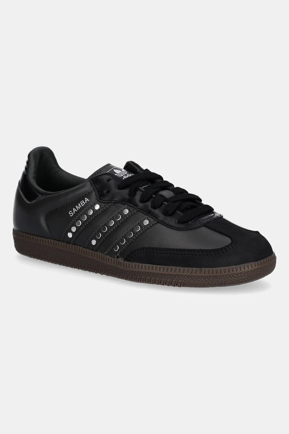 Kožne tenisice adidas Originals Samba OG W zrnata koža crna JR8869