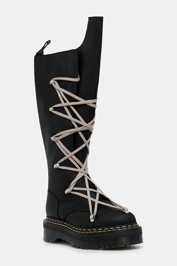 Rick Owens DRKSHDW boots x Dr. Martens 1B60 Quad Sole Pentalace Boot grain leather black DW02E6811.0001