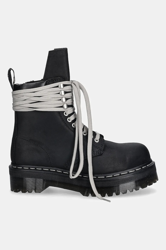 Rick Owens DRKSHDW stivali da motociclista in pelle x Dr. Martens Quad Sole Steel Toe Boot DW02E6813.9001 nero AW25