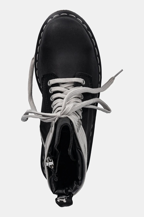 Rick Owens DRKSHDW stivali da motociclista in pelle x Dr. Martens Quad Sole Steel Toe Boot nero DW02E6813.9001