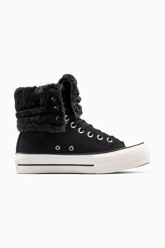 Superge Converse Chuck Taylor All Star Star Fold Over Lift Semiš črna A15229C
