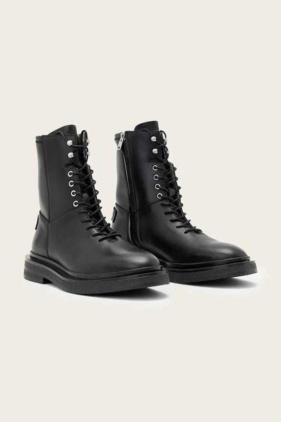Шкіряні черевики AllSaints Escher Lace Up Boot W084FD чорний AW25