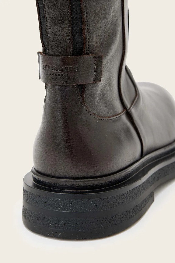Kožne čizme AllSaints Escher Rider Boot smeđa W083FD