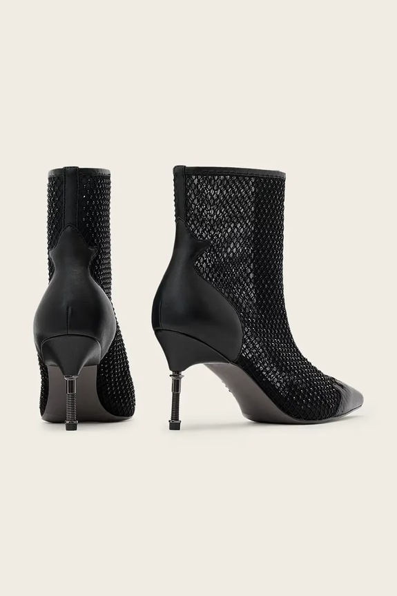 Obuwie AllSaints botki Natasha Mesh Boot W076FD czarny