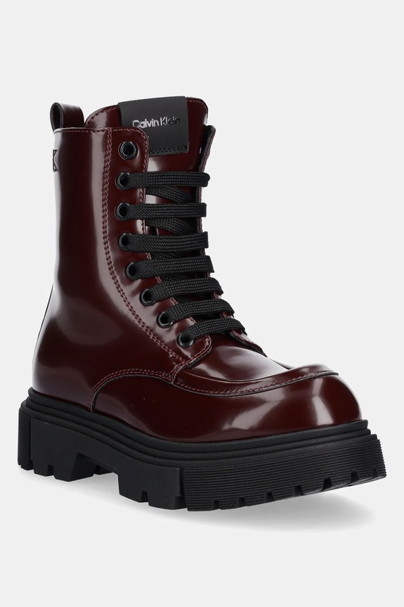 Detské workery Calvin Klein Jeans imitácia kože burgundské V4A5.83132.30.34