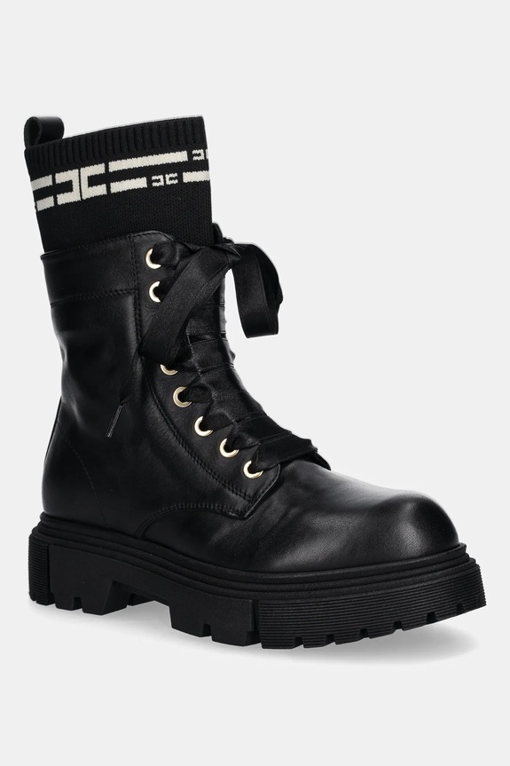 Παιδικές δερμάτινες αρβύλες Elisabetta Franchi υφασμάτινο μαύρο F4A5.E0422.35.38