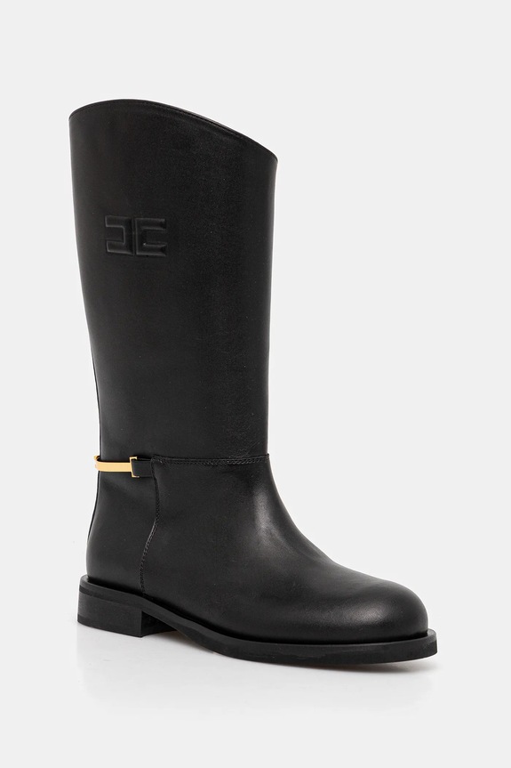 Dječje kožne čizme Elisabetta Franchi zrnata koža crna F4A6.E0449