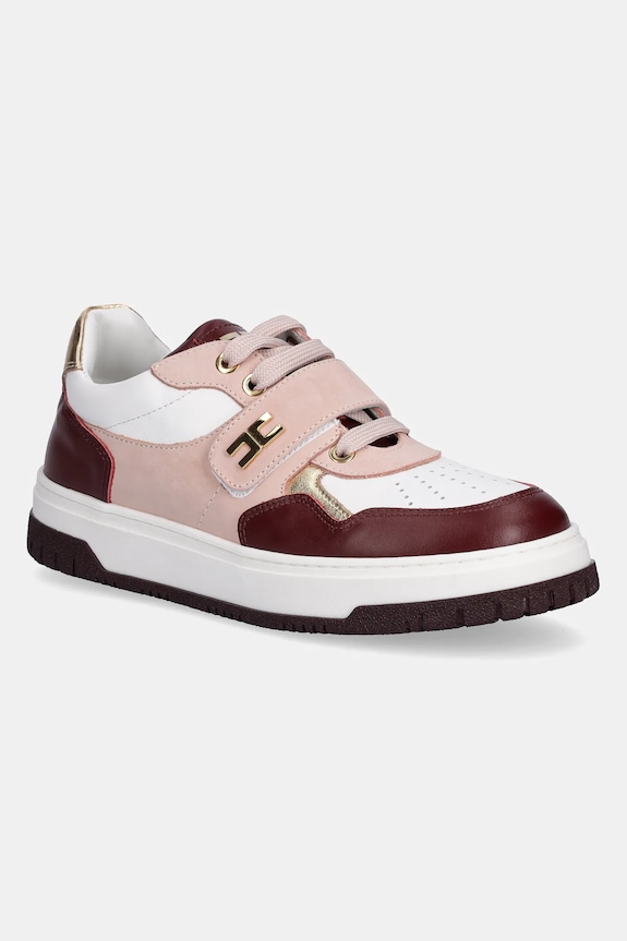 Detské kožené tenisky Elisabetta Franchi usňová koža ružová F4A9.E0345.35.38