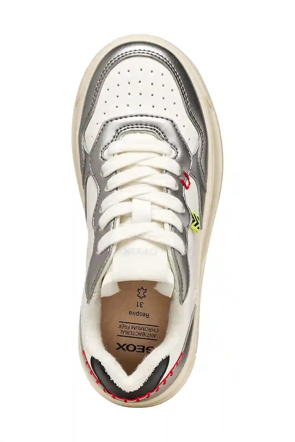 Geox sneakersy skórzane dziecięce LESTRELLA J56NLC.054AJ.31.35 srebrny