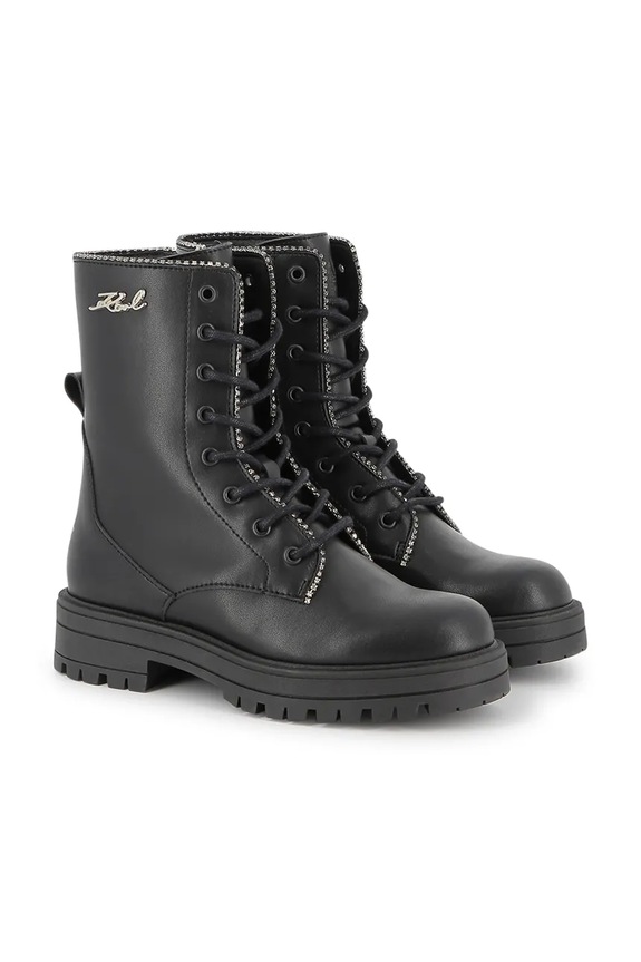 Detské kožené topánky Karl Lagerfeld nezateplené čierna Z30983.36.39