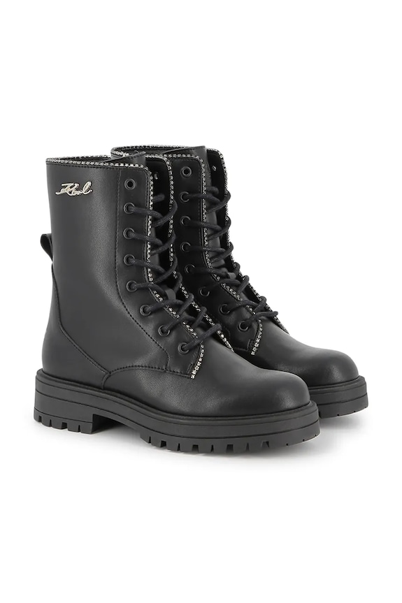 Detské kožené topánky Karl Lagerfeld nezateplené čierna Z30983.36.39