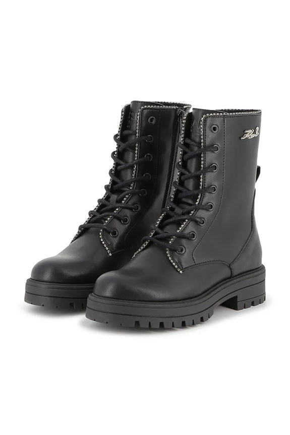 Dievča Detské kožené topánky Karl Lagerfeld Z30983.36.39 čierna