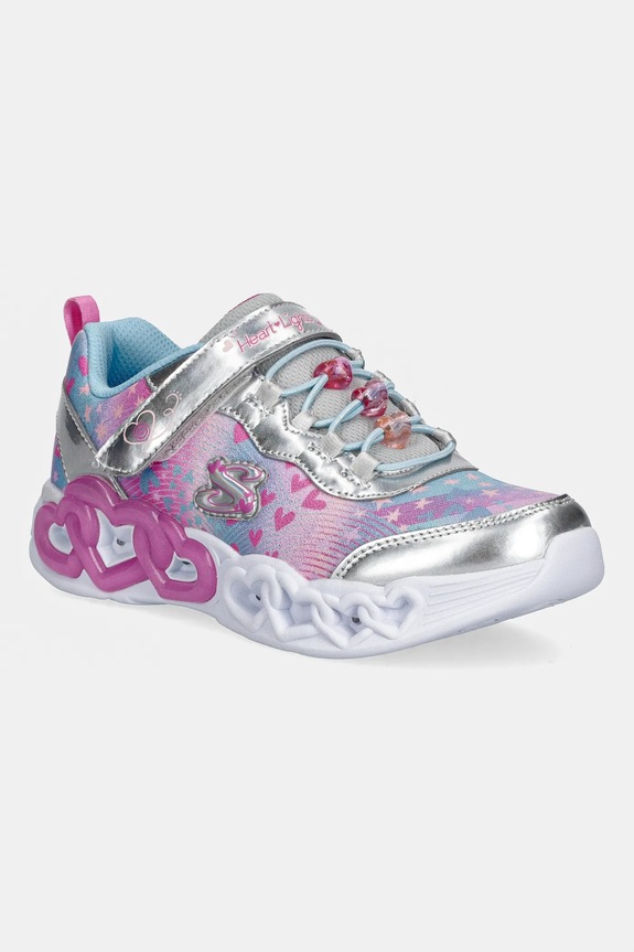 Skechers INFINITE HEART LIGHTS - HEART sneakersy dziecięce imitacja skóry licowej srebrny 303261L