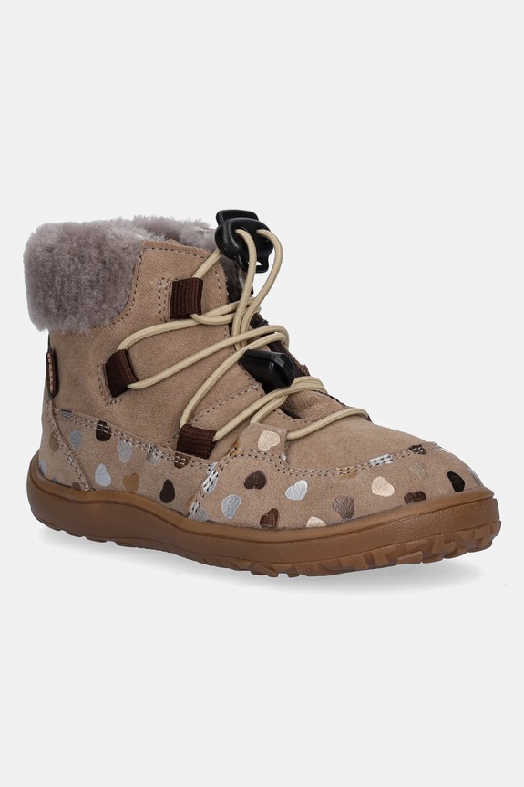 Froddo buty zimowe zamszowe dziecięce BAREFOOT UP FURRY TEX ocieplane beżowy G3110270.25.30