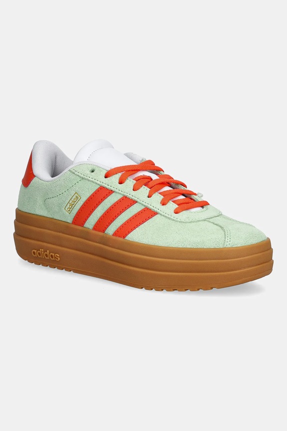 adidas sneakersy dziecięce VL COURT BOLD skóra zamszowa zielony JQ4557