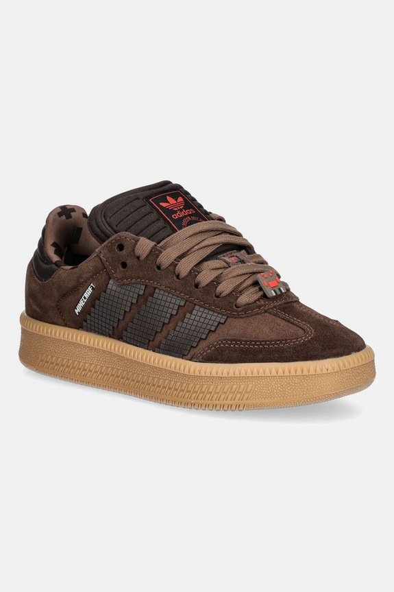 Dječje tenisice od brušene kože adidas Originals SAMBA XLG sintetički smeđa JQ8934