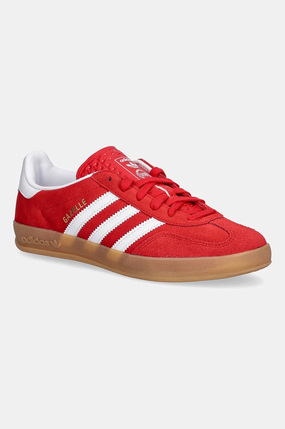 Detské semišové tenisky adidas Originals GAZELLE INDOOR imitácia kože červená JS3801