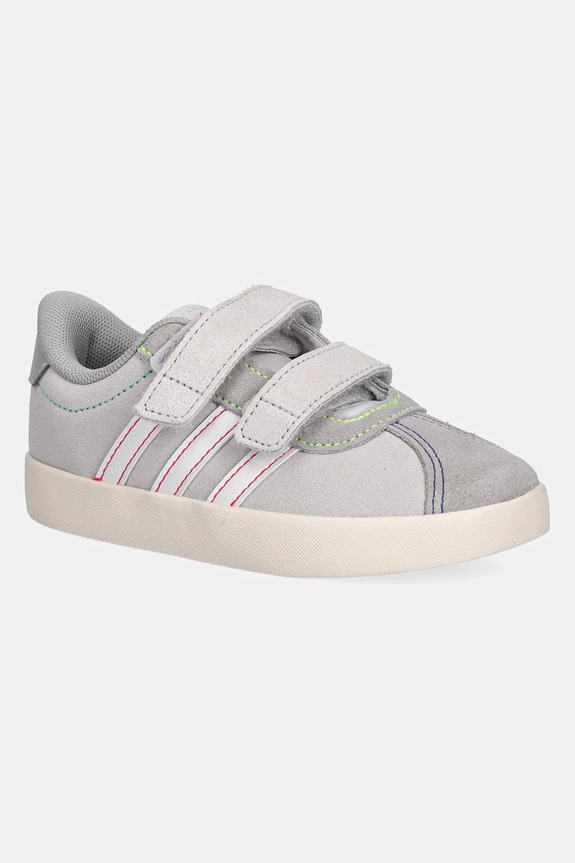 Detské semišové tenisky adidas VL COURT 3.0 imitácia kože sivá JP7878