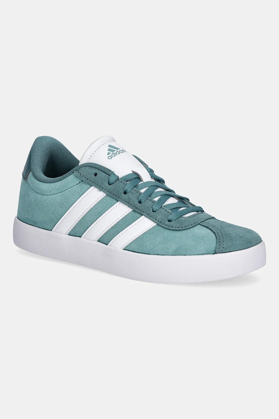 Detské semišové tenisky adidas VL COURT 3.0 imitácia kože tyrkysová JS3490