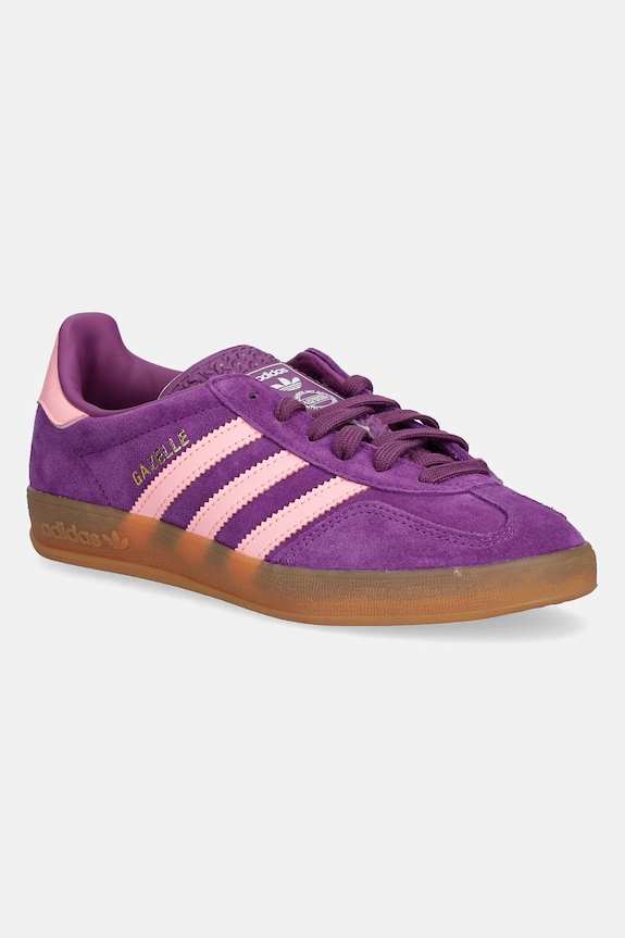 Detské semišové tenisky adidas Originals GAZELLE INDOOR imitácia kože fialová JP8766