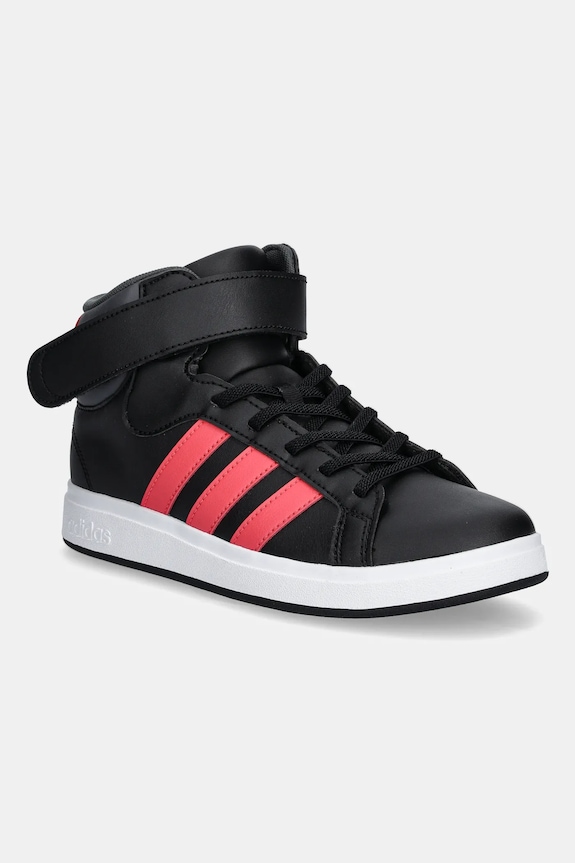 Παιδικά sneakers adidas GRAND COURT MID απομίμηση λείου δέρματος μαύρο JR0801