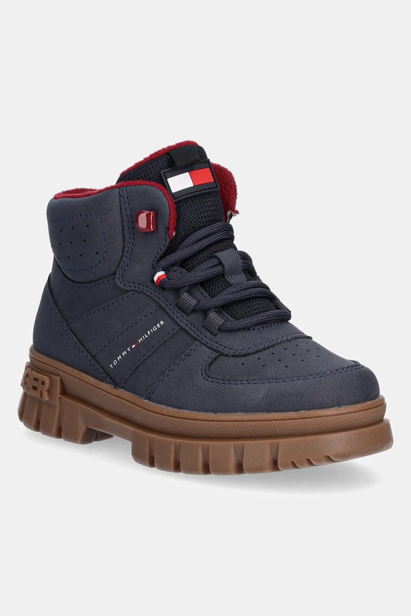 Χειμωνιάτικες μπότες Tommy Hilfiger απομίμηση λείου δέρματος σκούρο μπλε T1X5.34127