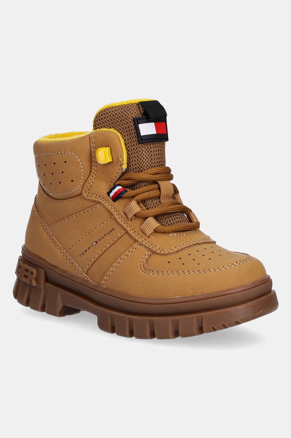Zimní boty Tommy Hilfiger imitace kůže hnědá T1X5.34127
