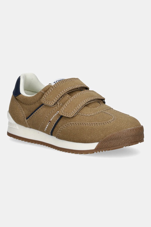 Dječje tenisice Tommy Hilfiger imitacija brušene kože smeđa T1X9.34103.20.29