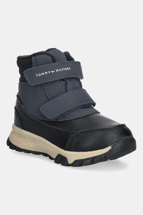 Παιδικές χειμερινές μπότες Tommy Hilfiger απομίμηση λείου δέρματος σκούρο μπλε T1X5.34134.24.29