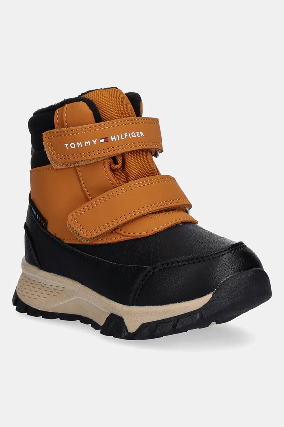 Παιδικές χειμερινές μπότες Tommy Hilfiger απομίμηση λείου δέρματος καφέ T1X5.34134.24.29