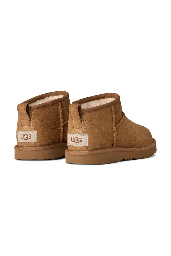 Băieți UGG cizme de iarnă pentru copii din piele întoarsă CLASSIC ULTRA MINI DAZZLE 1171291K maro