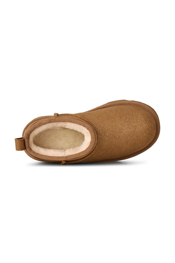 UGG cizme de iarnă pentru copii din piele întoarsă CLASSIC ULTRA MINI DAZZLE 1171291K maro