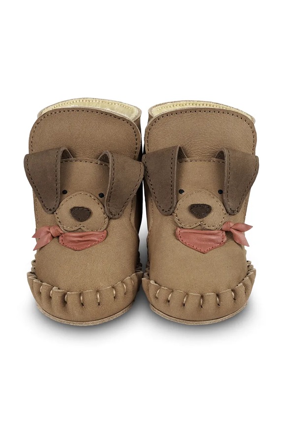 Chlapec Kožené topánky pre bábätká Donsje Junus Booties Western Dog 1041803 hnedá