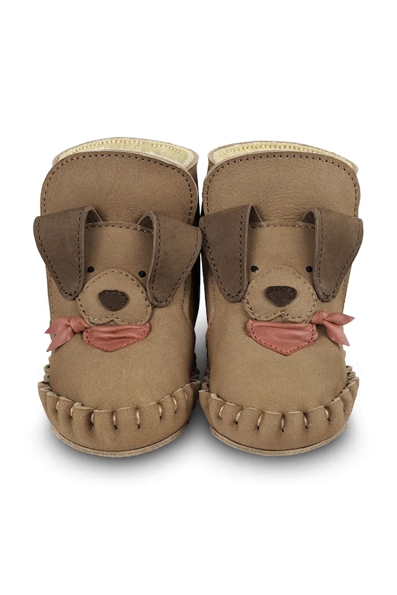 Chlapec Kožené topánky pre bábätká Donsje Junus Booties Western Dog 1041803 hnedá