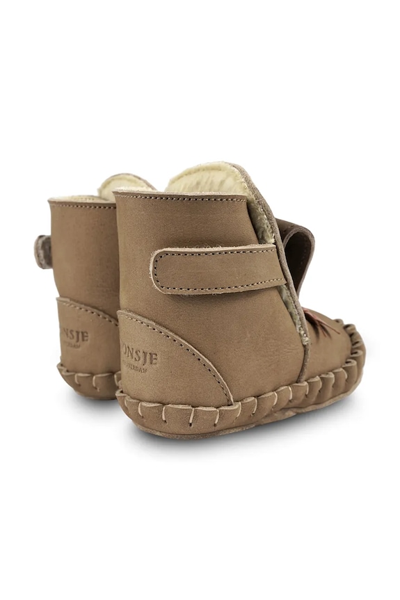 Kožené topánky pre bábätká Donsje Junus Booties Western Dog 1041803 hnedá