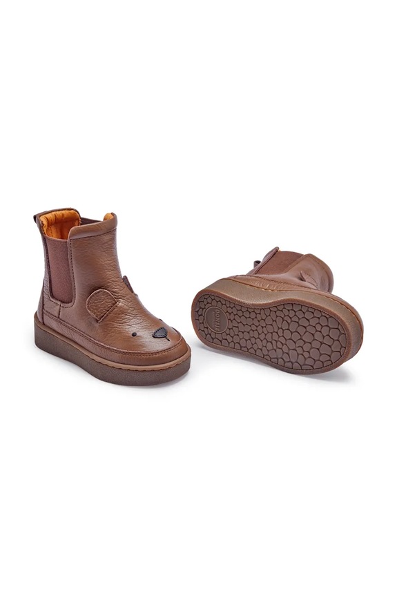 Kožené topánky pre bábätká Donsje Thudo Classic Boots Bear nezateplené hnedá 1504701