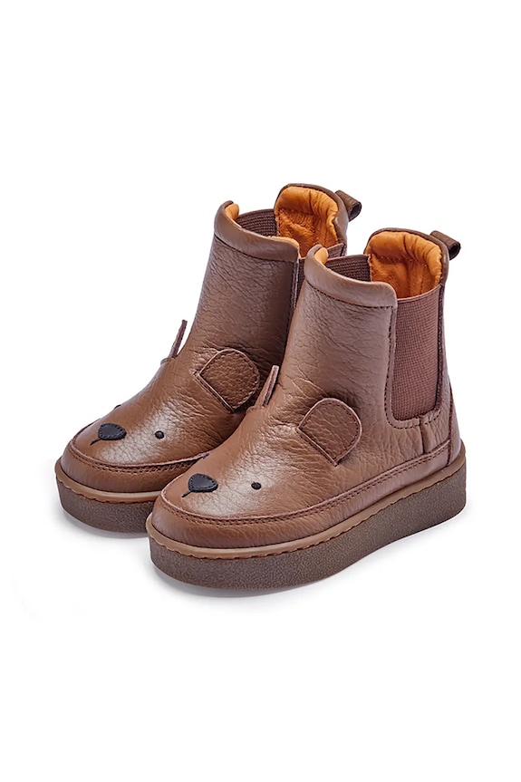 Kožené topánky pre bábätká Donsje Thudo Classic Boots Bear 1504701 hnedá AW25
