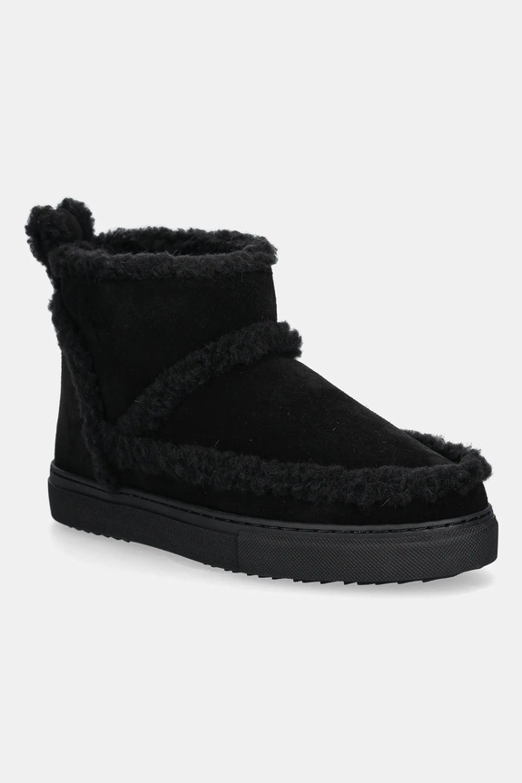 Παιδικές μπότες χιονιού Inuikii CLASSIC SHEARLING δέρμα σαμουά μαύρο 3001.001.0041