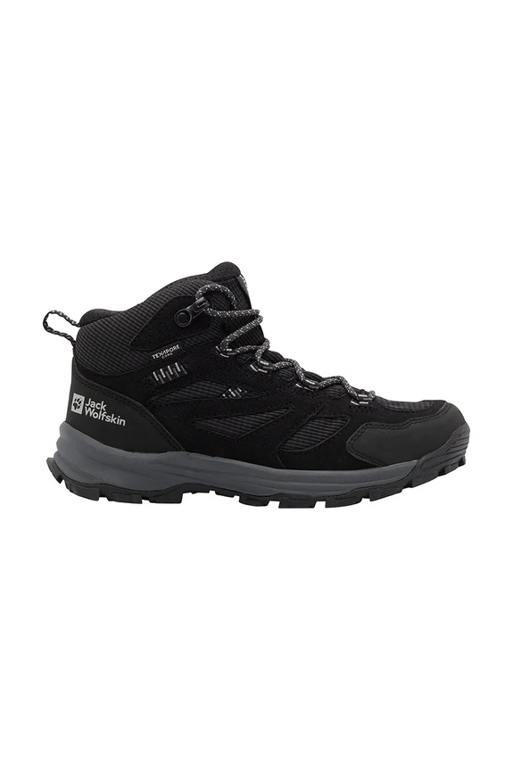 Παιδικά παπούτσια Jack Wolfskin VOJO TOUR TEXAPORE MID K δέρμα σαμουά μαύρο A64104.34.40