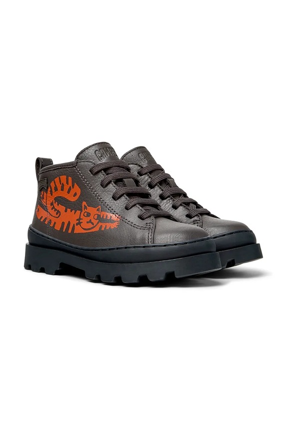 Camper półbuty skórzane dziecięce Brutus Kids K900370.28.34 szary AW25