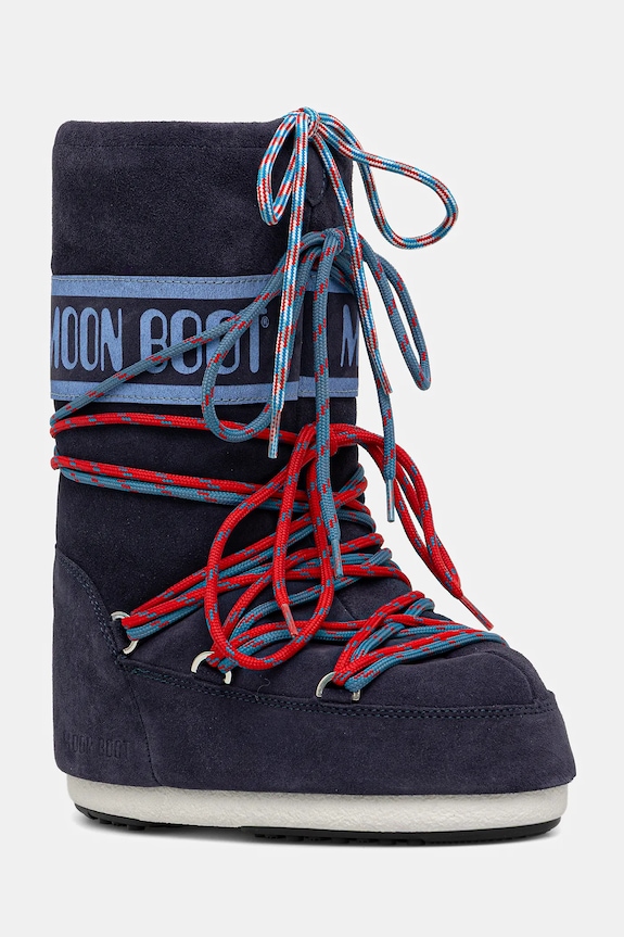 Παιδικές χειμερινές μπότες σουέτ Moon Boot MB ICON SUEDE LACES με κορδόνια σκούρο μπλε 80D1403050