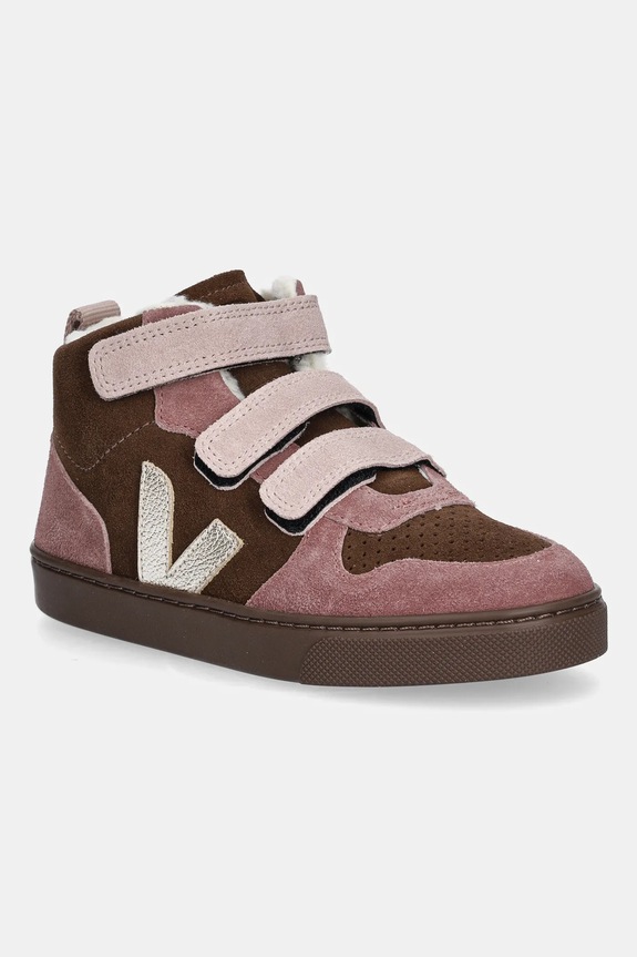 Παιδικές χειμερινές μπότες σουέτ Veja Small V-10 Mid Winter δέρμα σαμουά ροζ DF0320994C.28.35